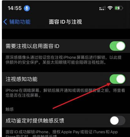 上犹苹果14维修网点分享iPhone14注视感知功能有什么用 